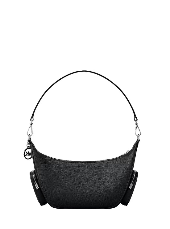 Michael Kors Women's Merritt Small Pebbled Leather Convertible Crossbody Bag Black/Silver