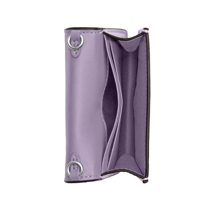 Coach Women's Mini Wallet On A Chain With Floral Applique Silver/Lilac
