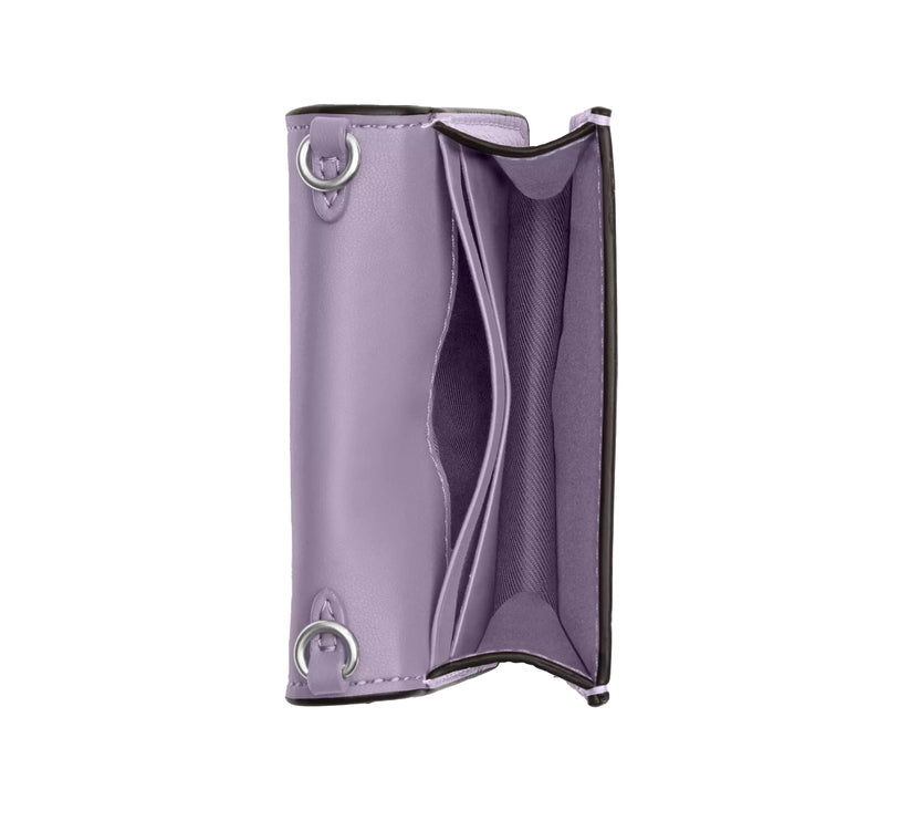 Coach Women's Mini Wallet On A Chain With Floral Applique Silver/Lilac