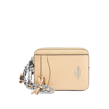 Coach Women's Zip Card Case With Bows Silver/Light Sand
