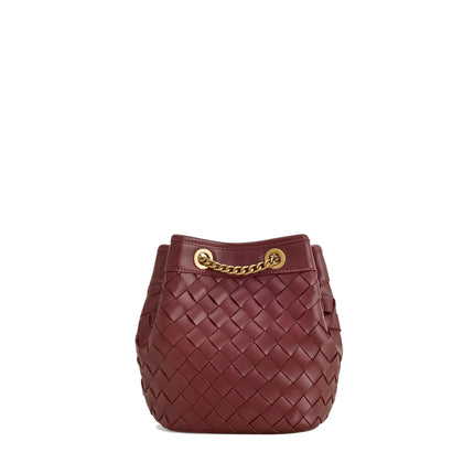 JW PEI Women's Yara Hand Woven Bucket Bag Burgundy