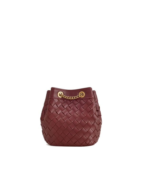 JW PEI Women's Yara Hand Woven Bucket Bag Burgundy