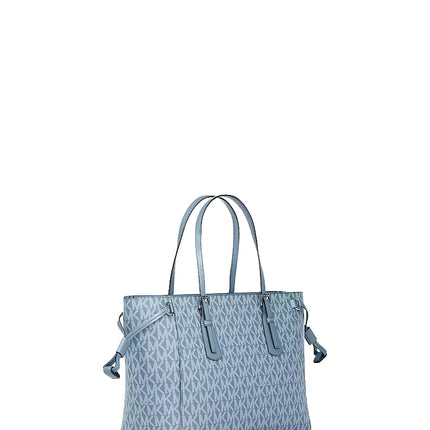 Michael Kors Women's Voyager Extra-Small Signature Logo Tote Bag Denim/Silver