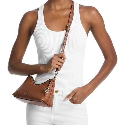 Michael Kors Women's Sammy Small Pebbled Leather Convertible Crossbody Bag Luggage/Gold