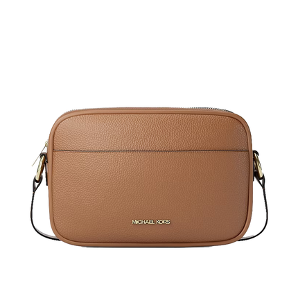 Michael Kors Women's Jet Set Large Pebbled Leather Camera Crossbody Bag Luggage/Gold
