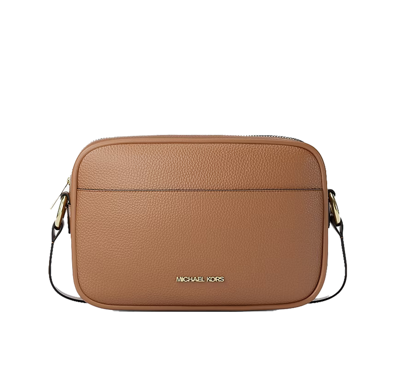 Michael Kors Women's Jet Set Large Pebbled Leather Camera Crossbody Bag Luggage/Gold