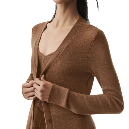 alo Women's Sheer Cashmere Long Cardigan Sun Kissed Brown