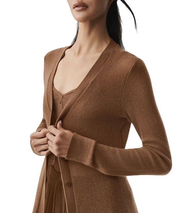 alo Women's Sheer Cashmere Long Cardigan Sun Kissed Brown