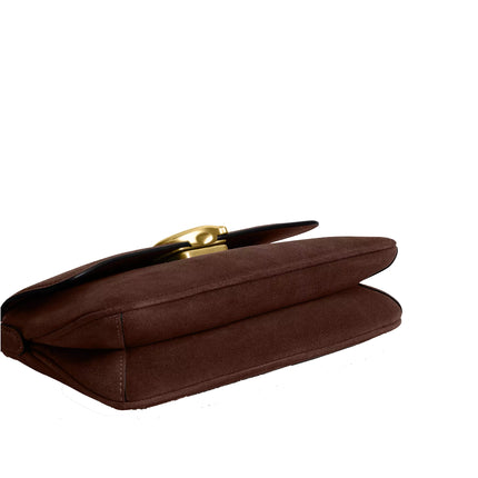 Coach Women's Jet Shoulder Bag Suede/Brass/Dark Chocolate