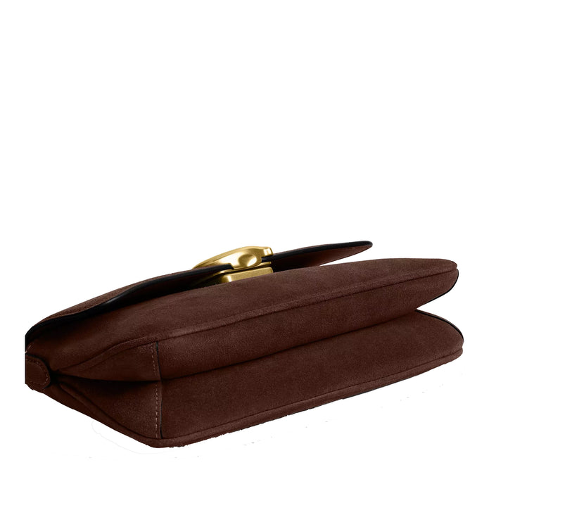 Coach Women's Jet Shoulder Bag Suede/Brass/Dark Chocolate