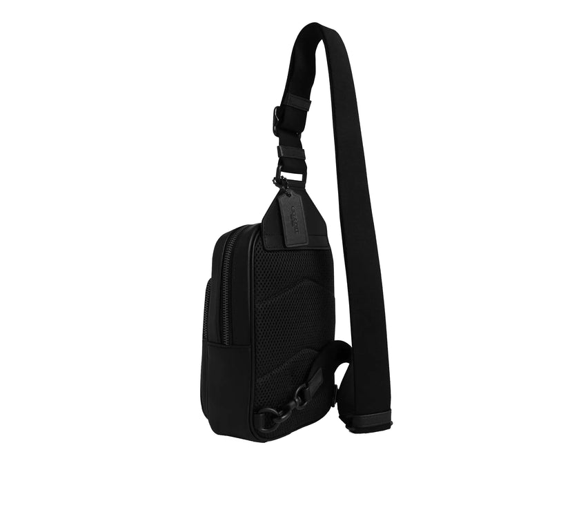 Coach Unisex Racer Sling Pack In Signature Canvas Matte Black/Black Signature