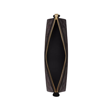Coach Unisex Pencil Case In Signature Canvas Gold/Walnut/Black