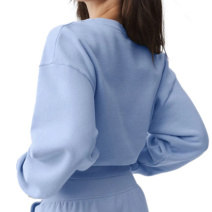 alo Women's Cropped Accolade Crewneck Light Provence Blue
