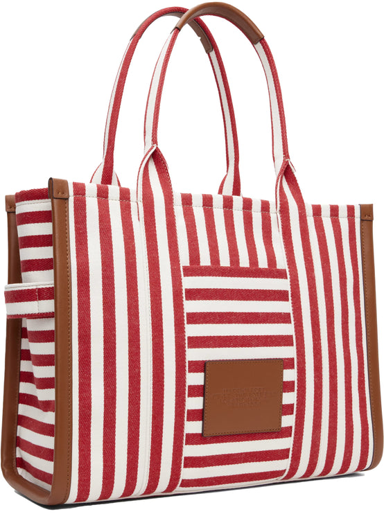 Marc Jacobs Women's The Stripe Canvas Large Tote Bag True Red Multi