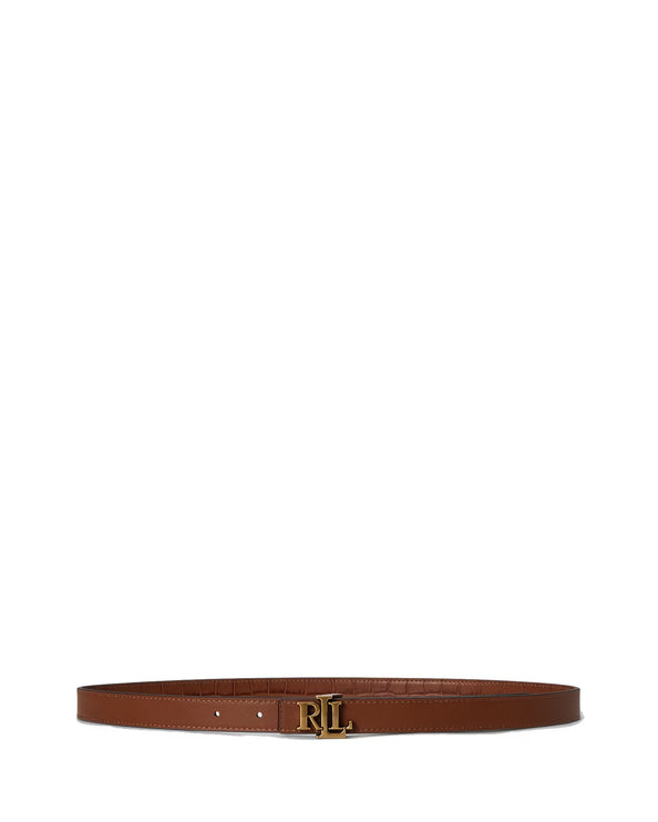 Polo Ralph Lauren Women's Logo Reversible Embossed Skinny Belt Lauren Tan