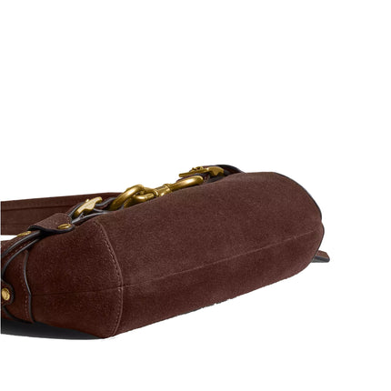 Coach Women's Belted Ergo Shoulder Bag 26 Suede/Brass/Dark Chocolate