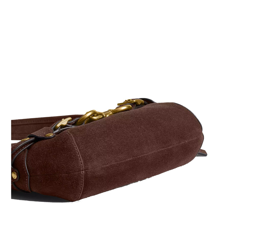 Coach Women's Belted Ergo Shoulder Bag 26 Suede/Brass/Dark Chocolate