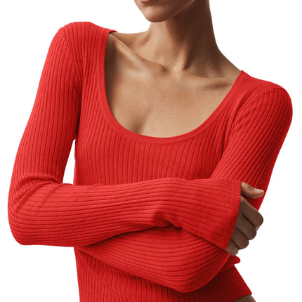 alo Women's Sweater Knit Unwind Long Sleeve Bright Red