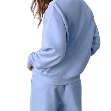 alo Women's Accolade Crew Neck Pullover Light Provence Blue