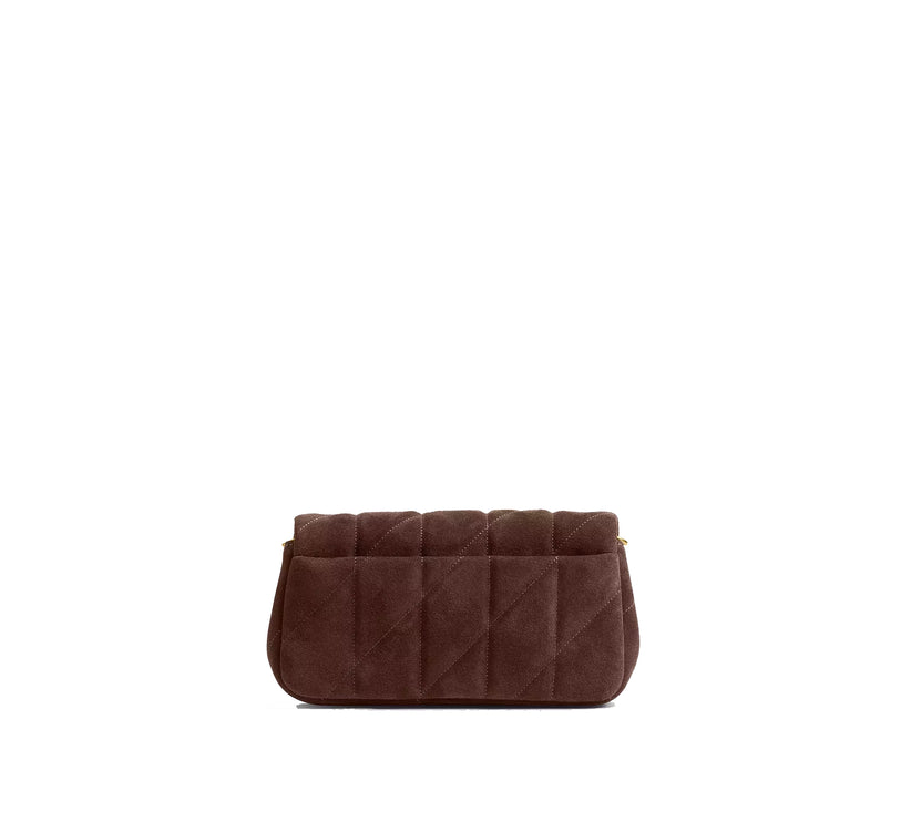 Coach Women's Tabby Chain Crossbody Bag 19 With Quilting Suede/Brass/Dark Chocolate