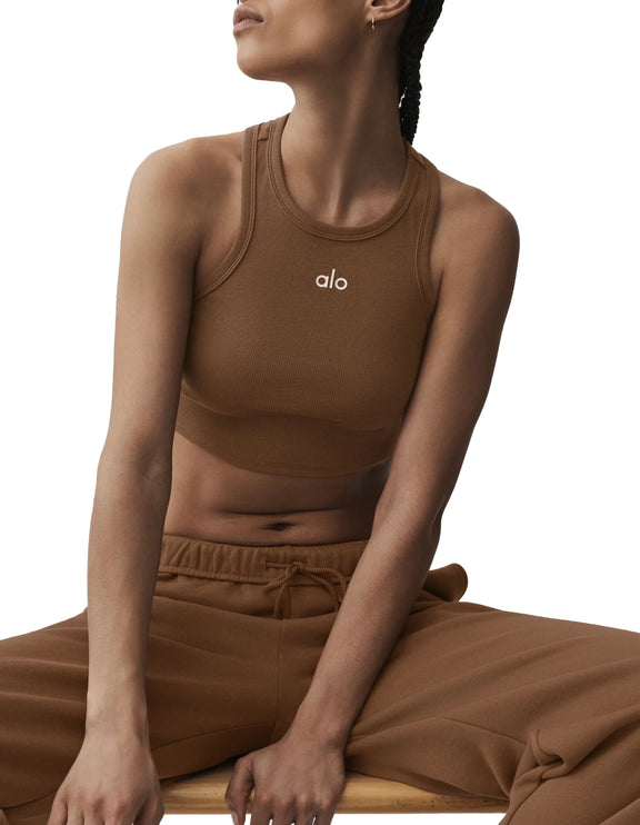 alo Women's Aspire Tank Sun Kissed Brown/White