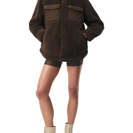 alo Unisex Sherpa Edge Shacket Espresso