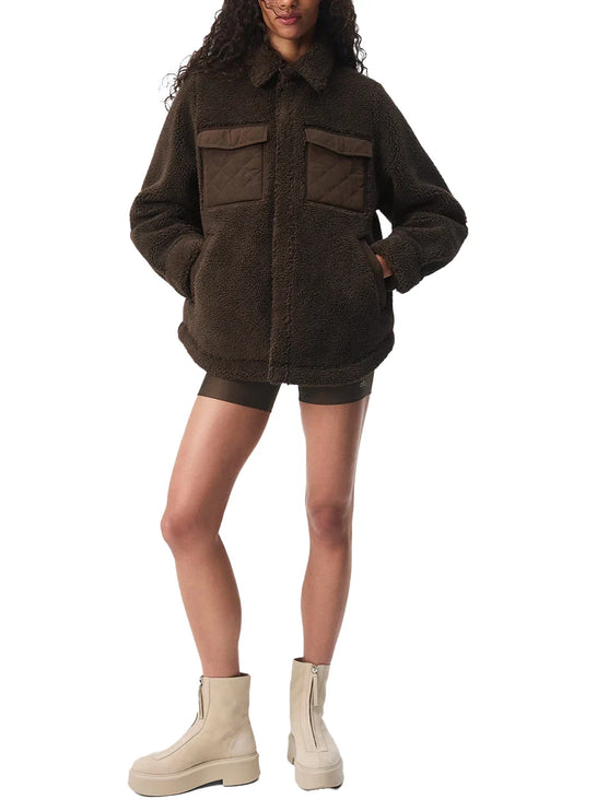 alo Unisex Sherpa Edge Shacket Espresso