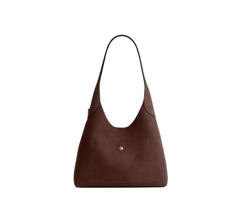 Coach Women's Brooklyn Shoulder Bag 28 Suede/Brass/Dark Chocolate