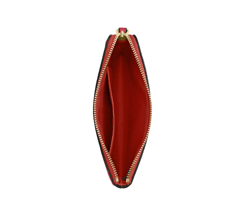 Coach Women's Corner Zip Wristlet In Signature Canvas Gold/Crimson