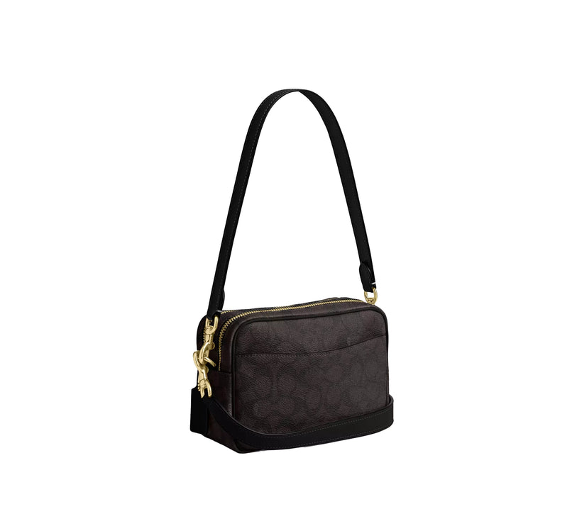 Coach Women's Mini Carey Crossbody Bag In Signature Canvas Gold/Walnut/Black