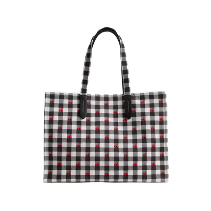 Coach Women's Tote Bag With Gingham Print Gold/Black Multi