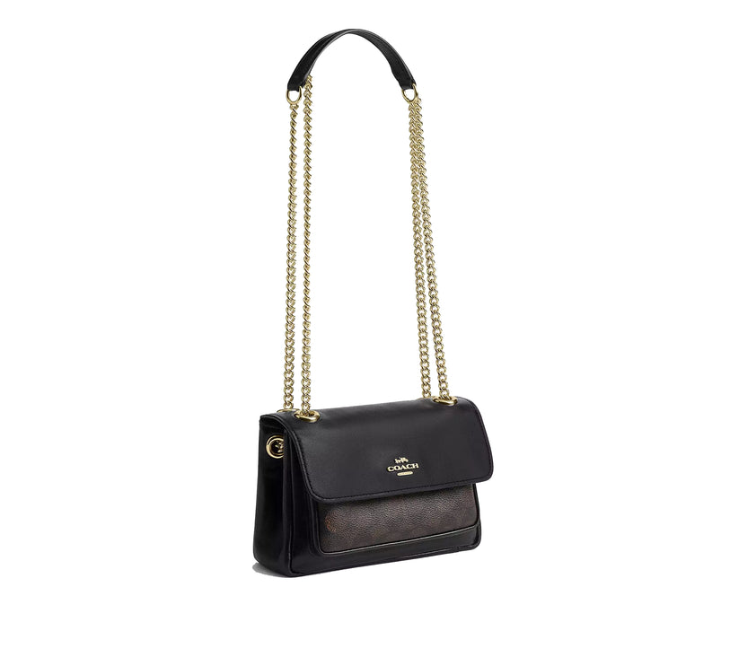 Coach Women's Elodie Crossbody Bag 18 In Signature Canvas Gold/Walnut/Black