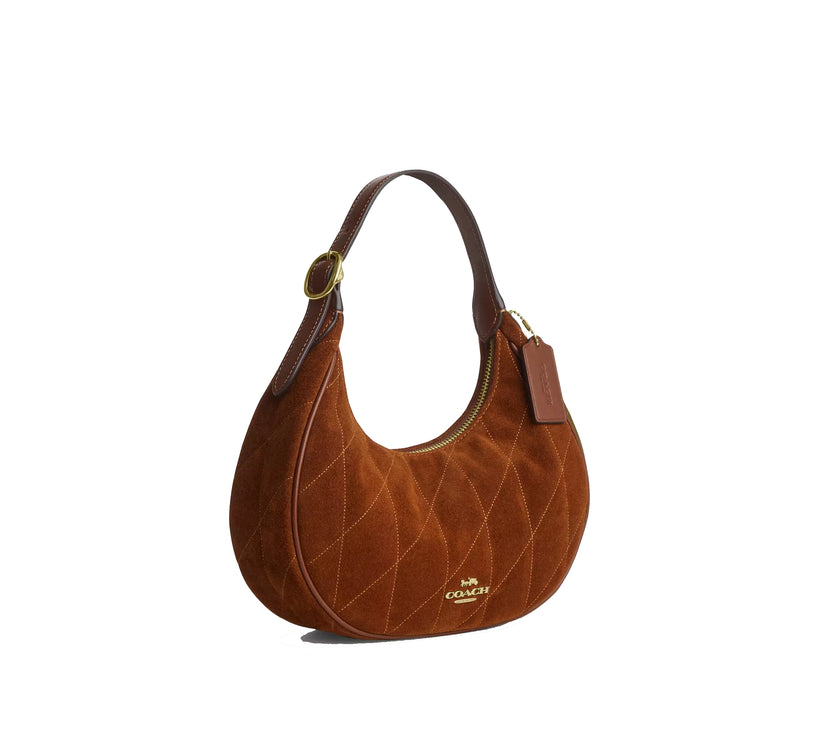 Coach Women's Emily Shoulder Bag With Quilting Suede/Gold/Warm Brown