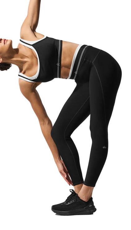 alo Women's Airbrush High-Waist 7/8 Better Together Legging - Black/White