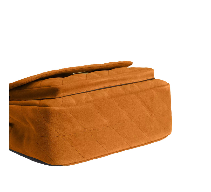 Coach Women's Elodie Crossbody Bag With Quilting Suede/Gold/Marigold