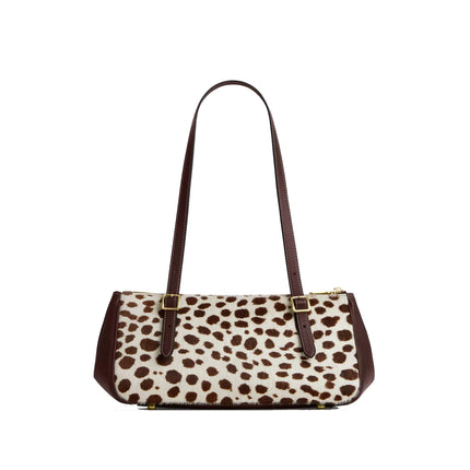 Coach Women's Asher Shoulder Bag In Haircalf Gold/Dark Brown Chalk