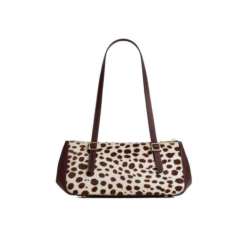 Coach Women's Asher Shoulder Bag In Haircalf Gold/Dark Brown Chalk
