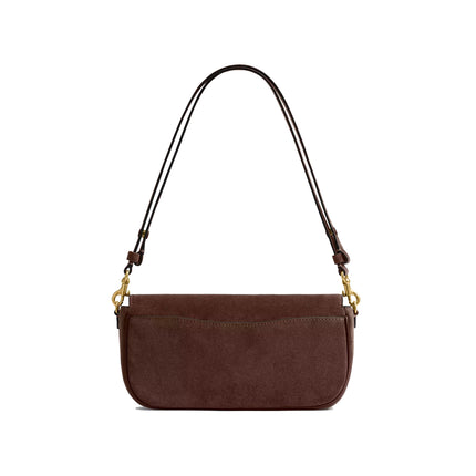 Coach Women's Brook Flap Chain Bag Suede/Brass/Dark Chocolate