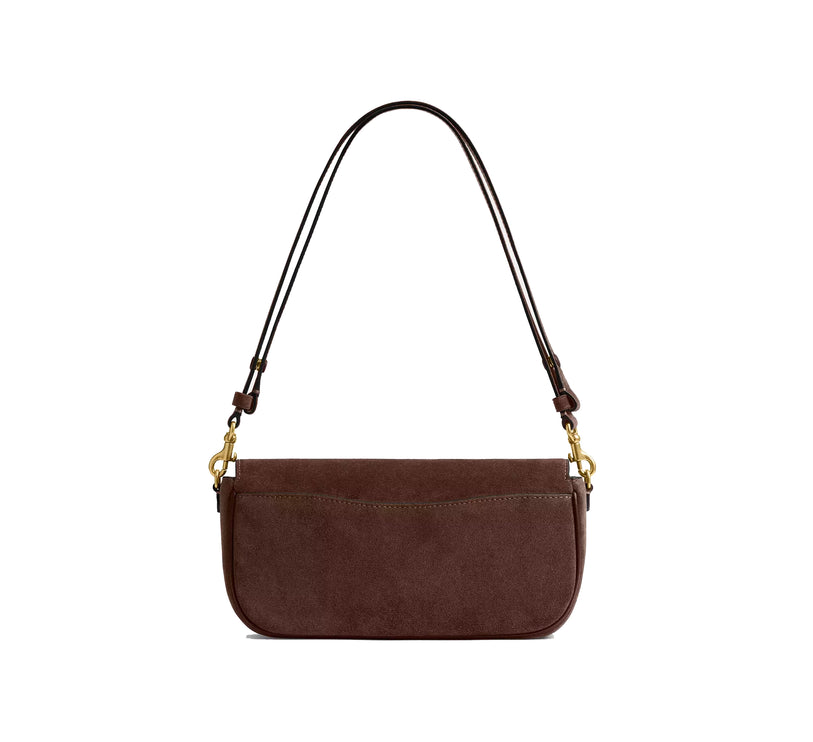 Coach Women's Brook Flap Chain Bag Suede/Brass/Dark Chocolate