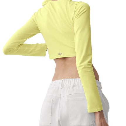 alo Women's Alosoft Crop Finesse Long Sleeve Sunshine