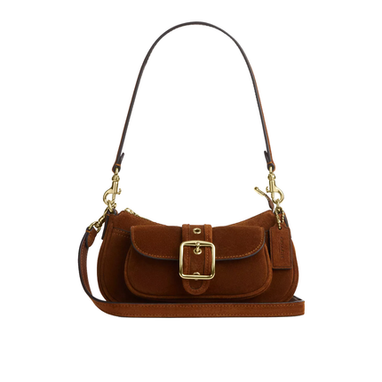 Coach Women's Ashton Mini Shoulder Bag Suede/Gold/Warm Brown
