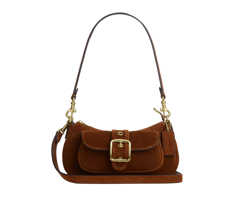 Coach Women's Ashton Mini Shoulder Bag Suede/Gold/Warm Brown