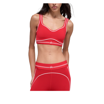 alo Women's Airbrush Heart Throb Bra Bright Red/White
