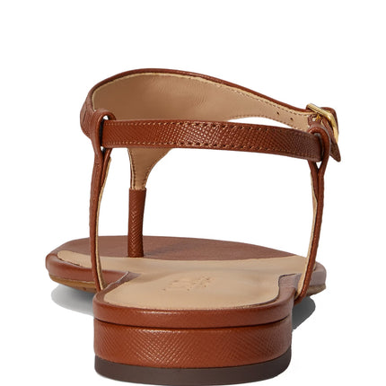 Polo Ralph Lauren Women's Everley II Crosshatch Leather Sandal  Lauren Tan