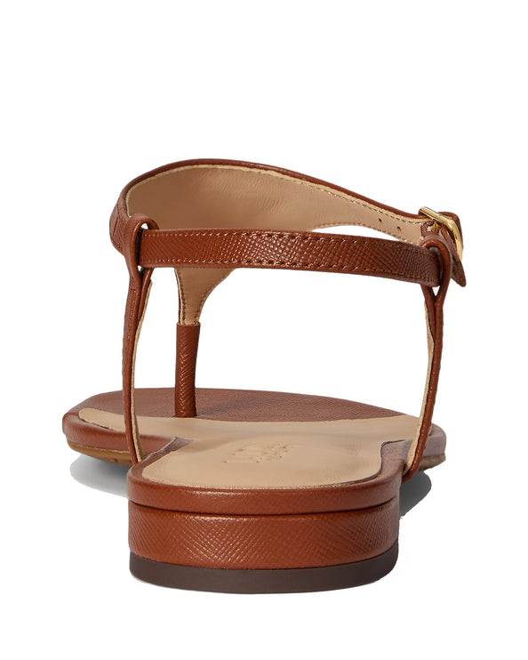 Polo Ralph Lauren Women's Everley II Crosshatch Leather Sandal  Lauren Tan