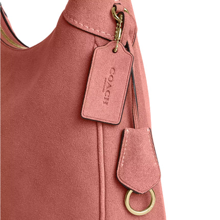 Coach Women's Ella Shoulder Bag Suede/Gold/Blush Pink