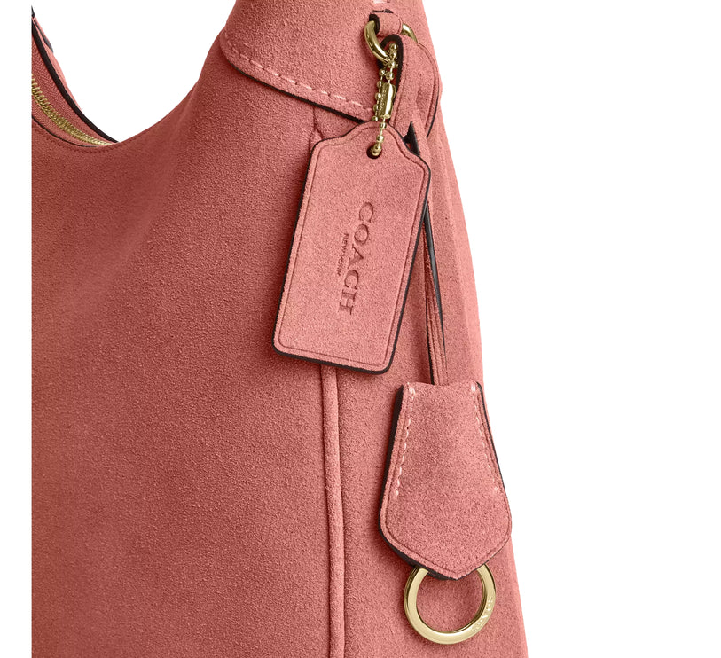 Coach Women's Ella Shoulder Bag Suede/Gold/Blush Pink