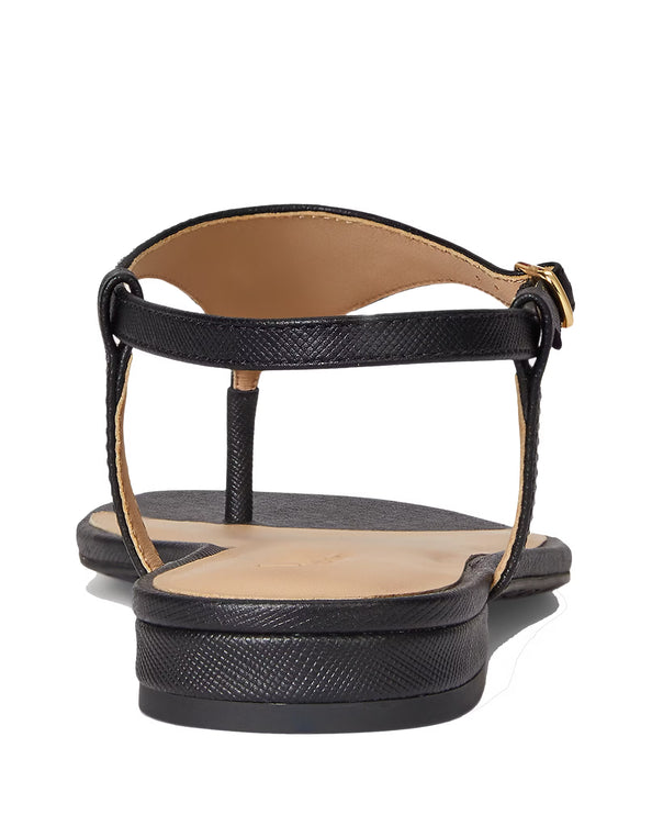 Polo Ralph Lauren Women's Everley II Crosshatch Leather Sandal Black