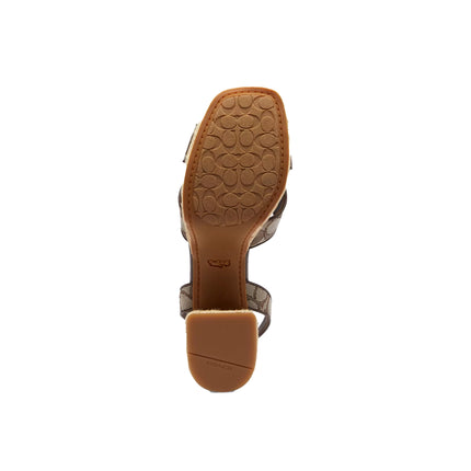 Coach Women's Block Heel Sandal In Signature Jacquard Oak/Maple
