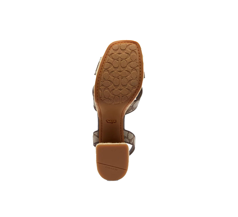 Coach Women's Block Heel Sandal In Signature Jacquard Oak/Maple
